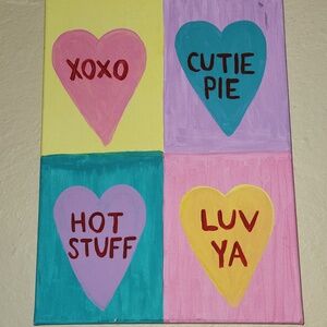 Painted Candy Heart Canvas Wall Art